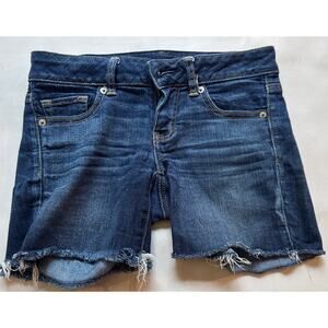American Eagle Size 4 Cutoff Denim Shorts Distressed Blue Jean Short Low Rise